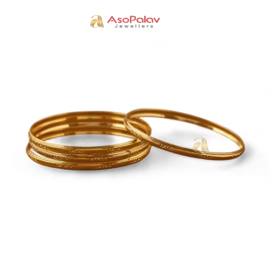 22K Thin Gold Daily Wear Bangles for Women